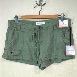 NEW Women’s HAPPILY GREY Linen Blend baggy utility shorts size Large